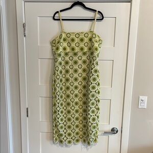Likely Green Sheath Midi Dress with Spaghetti Straps